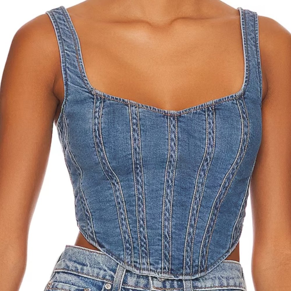 Bardot Denim Corset Bustier